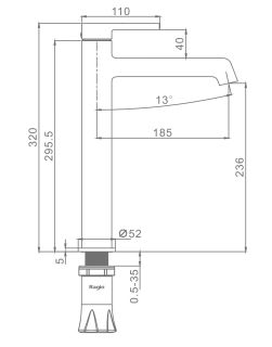 Высокий смеситель для раковины Raglo R20.15.09 графит